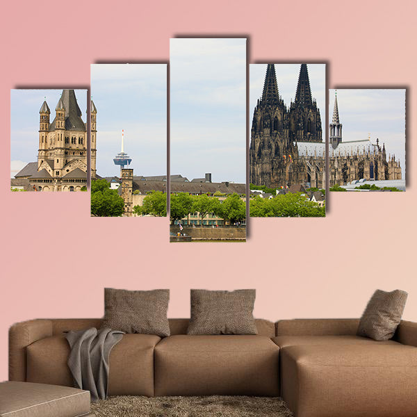 Cologne Cathedral and St. Martin church on river Rhine, Cologne, wall art