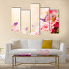 Beautiful Carnation flowers and butterflies in sun ray morning Multi Panel Canvas Wall Art