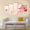 Beautiful Carnation flowers and butterflies in sun ray morning Multi Panel Canvas Wall Art