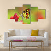 Beautiful butterfly drinking nectar from flower Multi Panel Canvas Wall Art