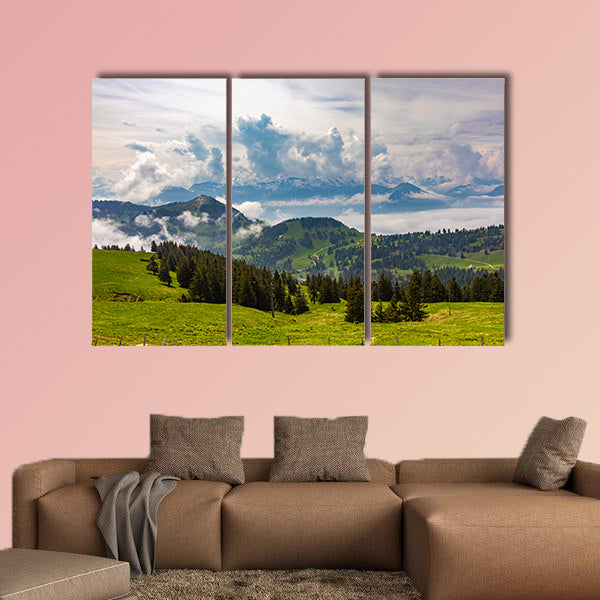 View to Swiss Alps from Rigi Kulm in Switzerland multi panel canvas wall art