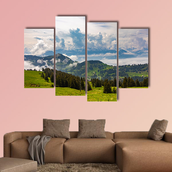 View to Swiss Alps from Rigi Kulm in Switzerland multi panel canvas wall art