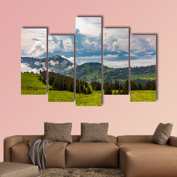 View to Swiss Alps from Rigi Kulm in Switzerland multi panel canvas wall art