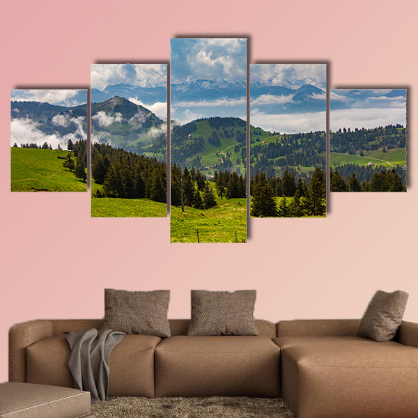 View to Swiss Alps from Rigi Kulm in Switzerland multi panel canvas wall art