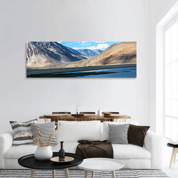 Mountain at Pangong lake panoramic canvas wall art