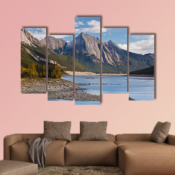 Medicine Lake, Jasper National Park, Alberta, Canada Multi panel canvas wall art