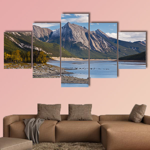 Medicine Lake, Jasper National Park, Alberta, Canada Multi panel canvas wall art