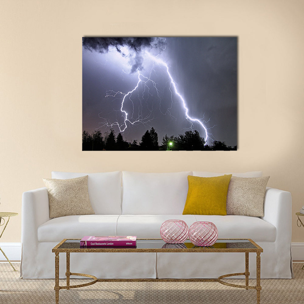 a big lightning in a summer storm Multi Panel Canvas Wall Art