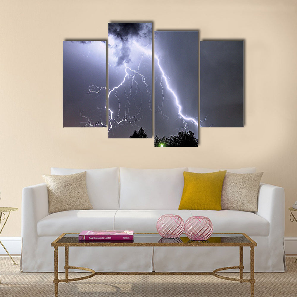 a big lightning in a summer storm Multi Panel Canvas Wall Art