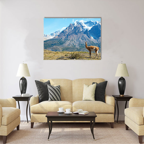 Guanaco in Torres del Paine national park Multi panel canvas wall art