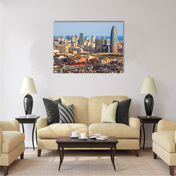 Bird's eye view of the Agbar Tower in Barcelona Multi panel canvas wall art