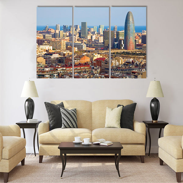 Bird's eye view of the Agbar Tower in Barcelona Multi panel canvas wall art