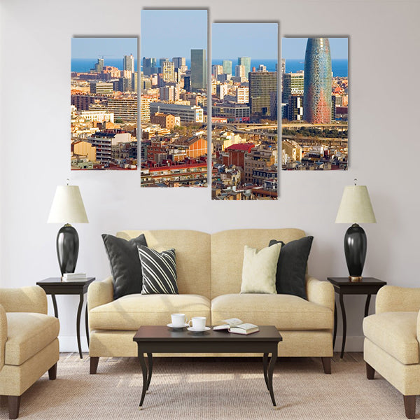 Bird's eye view of the Agbar Tower in Barcelona Multi panel canvas wall art