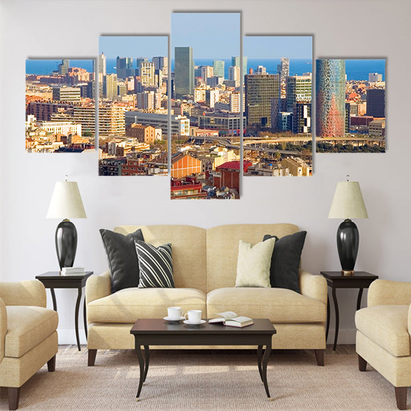 Bird's eye view of the Agbar Tower in Barcelona Multi panel canvas wall art
