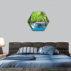 Erawan Waterfall, Kanchanaburi, Thailand hexagonal canvas wall art