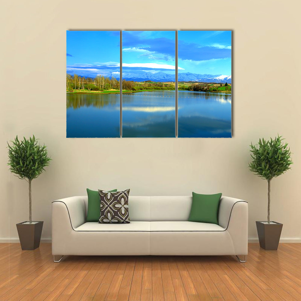 In Hokkaido, Biei, landscape of spring of Tokachi dake mountains Multi panel canvas wall art