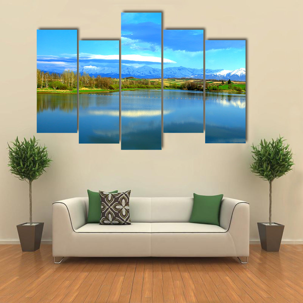 In Hokkaido, Biei, landscape of spring of Tokachi dake mountains Multi panel canvas wall art