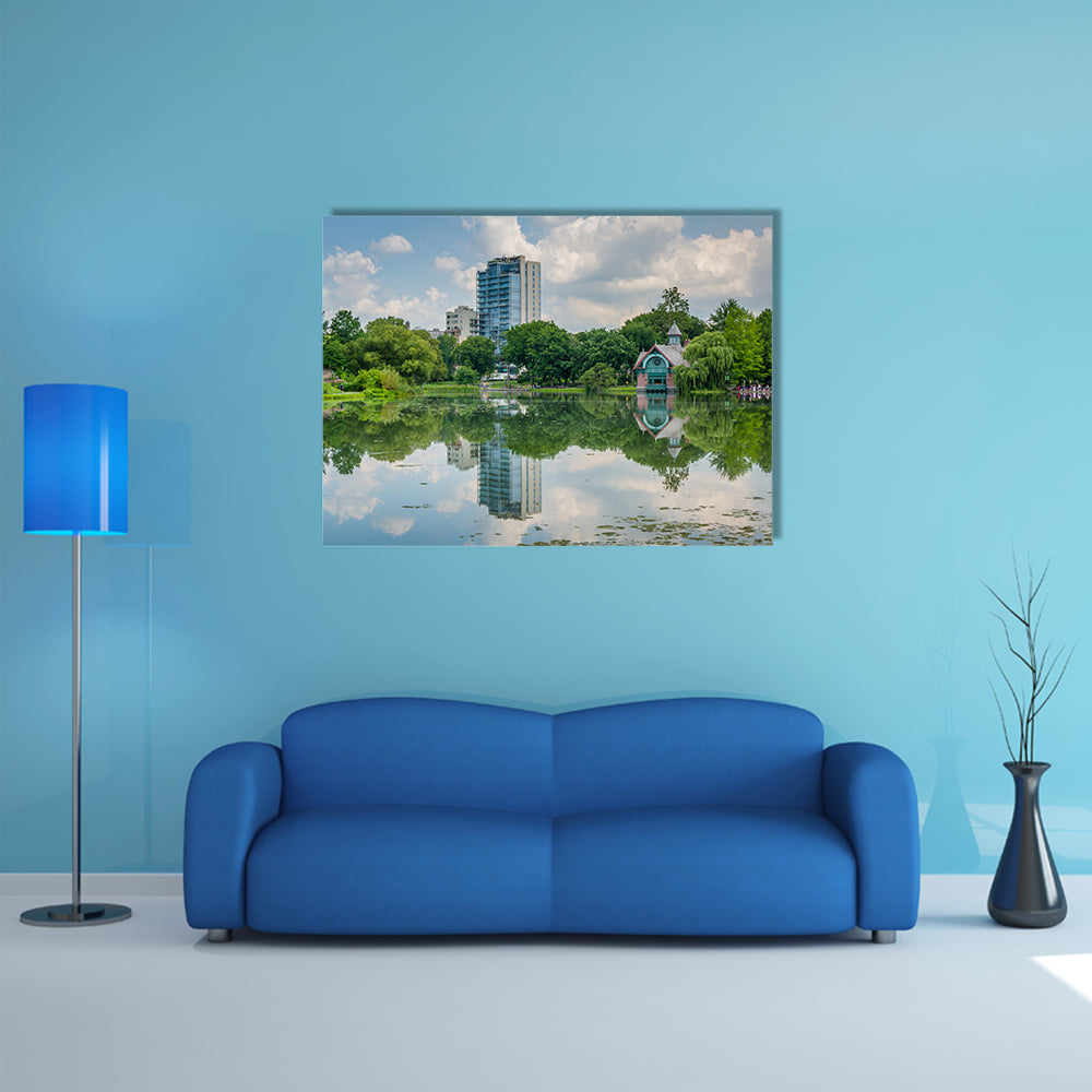 Harlem Meer in Central Park, Manhattan, New York City multi panel canvas wall art