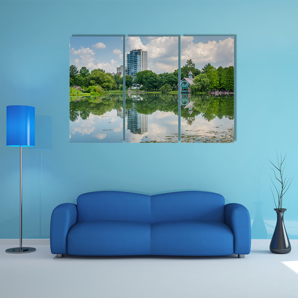 Harlem Meer in Central Park, Manhattan, New York City multi panel canvas wall art