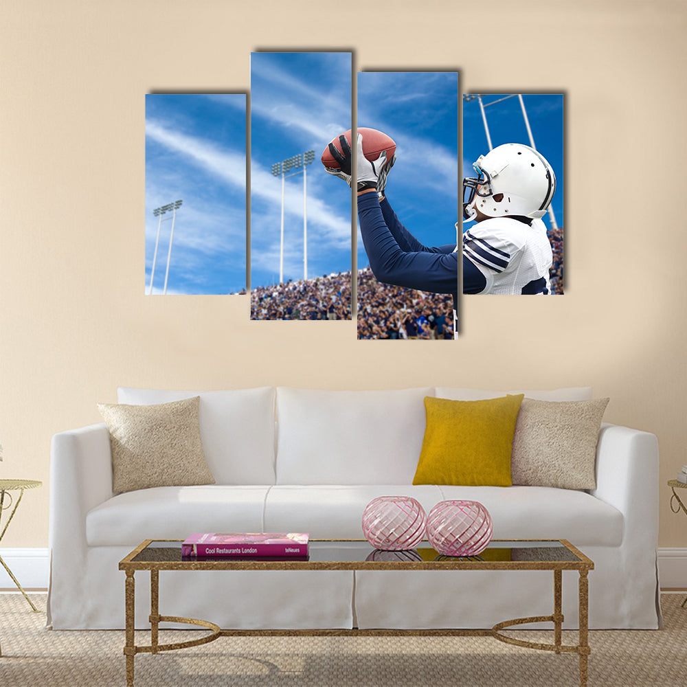 Football Player catching a touchdown pass Multi panel canvas wall art