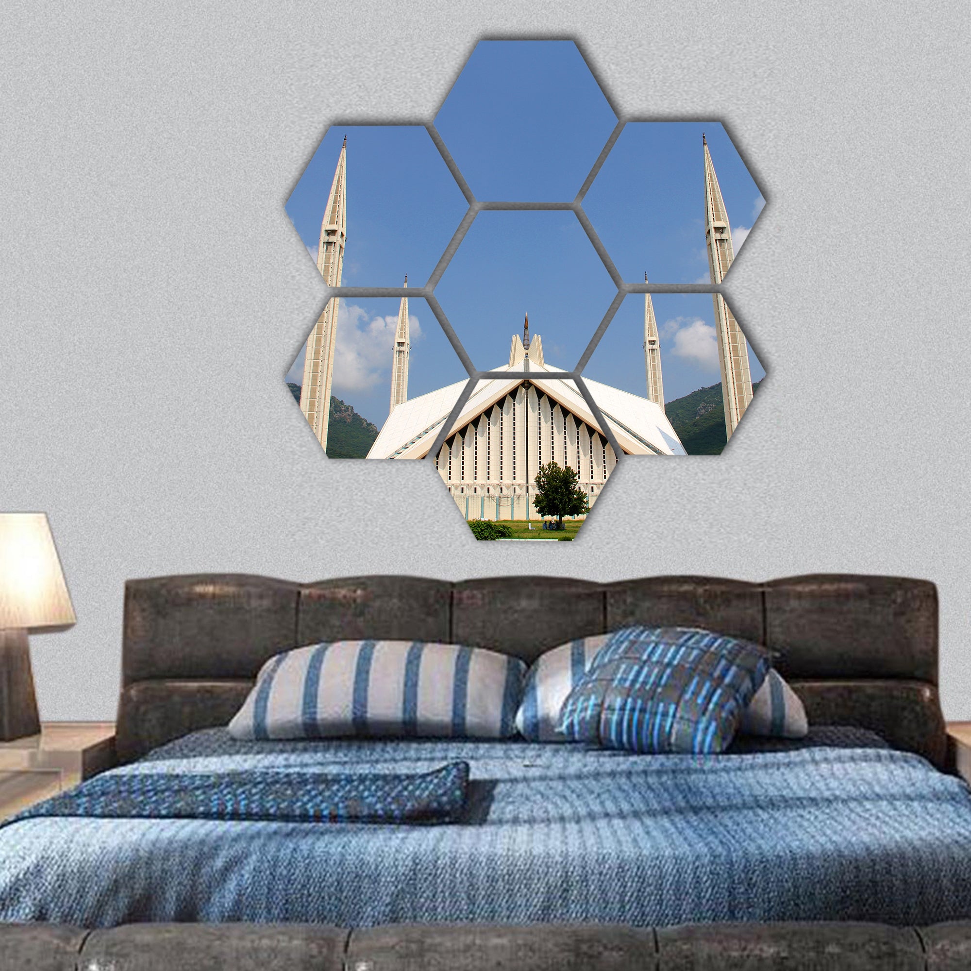 Shah Faisal Mosque Islamabad hexagonal canvas wall art