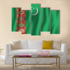 Turkmenistan realistic waving flag vector illustration Multi panel canvas wall art