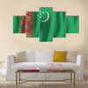 Turkmenistan realistic waving flag vector illustration Multi panel canvas wall art