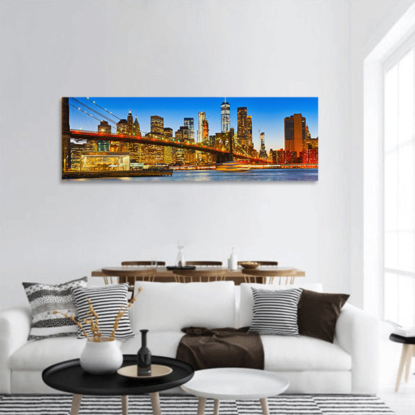 Brooklyn Bridge across the East River panoramic canvas wall art