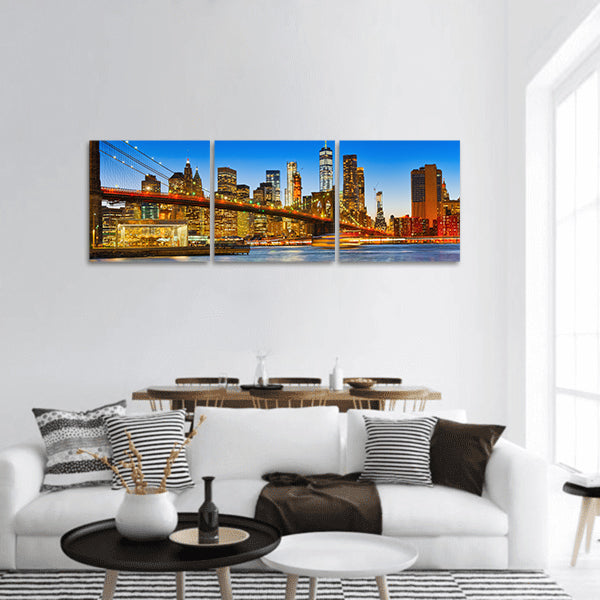 Brooklyn Bridge across the East River panoramic canvas wall art