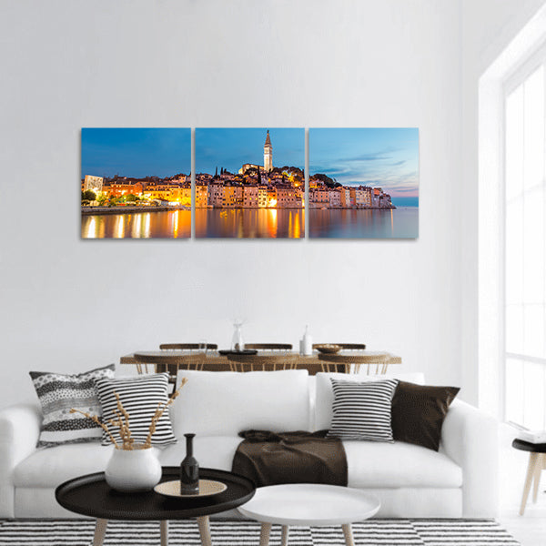 Colorful sunset of Rovinj town panoramic canvas wall art