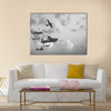 Black and white retro image of Lancaster bombers Multi Panel Canvas Wall Art