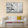 Black and white retro image of Lancaster bombers Multi Panel Canvas Wall Art