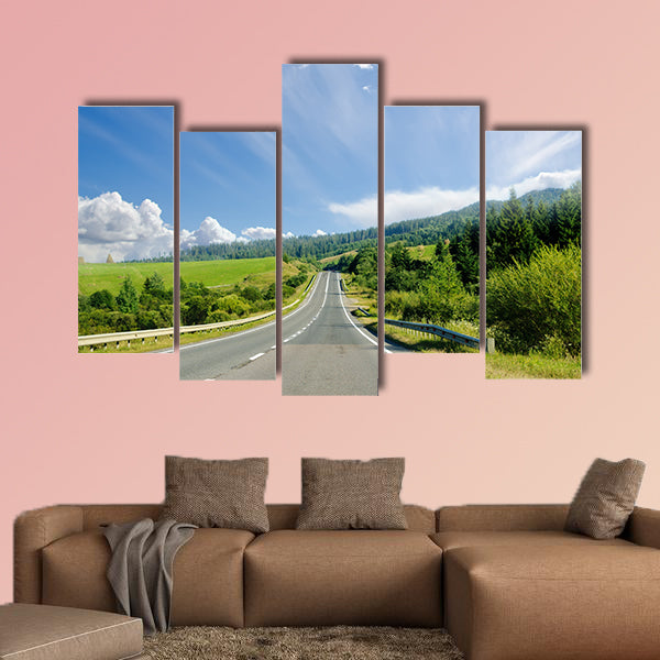 Road in mountain, Ukrainian Carpathians multi panel canvas wall art