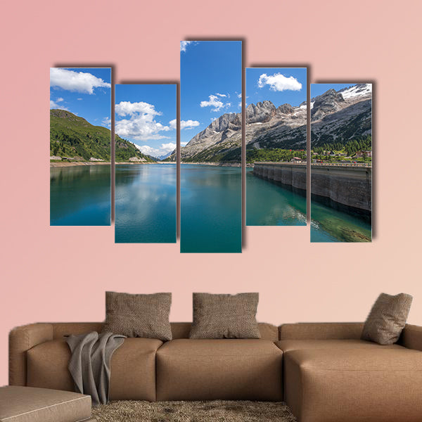 Landscape of a mountain lake/ Fedaia lake/ Dolomites/ Italy Multi panel canvas wall art