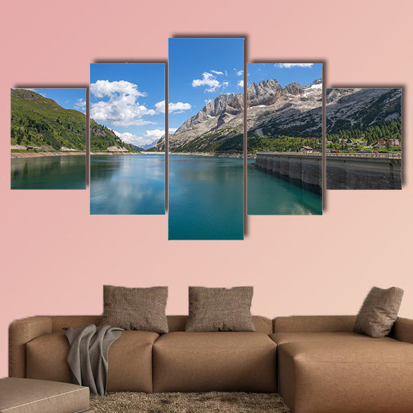 Landscape of a mountain lake/ Fedaia lake/ Dolomites/ Italy Multi panel canvas wall art