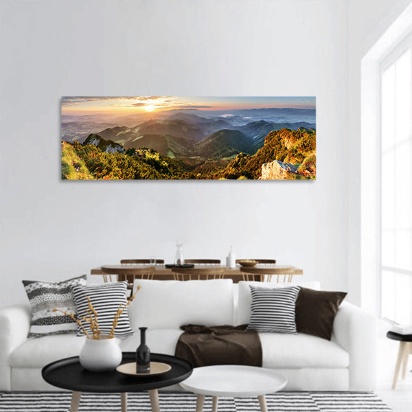 Mountain forest landscape panoramic canvas wall art