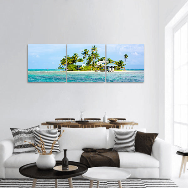 Small island in the caribbean sea panoramic canvas wall art