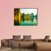 Beautiful sunset at Halong Bay in Vietnam Multi panel canvas wall art