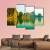 Beautiful sunset at Halong Bay in Vietnam Multi panel canvas wall art