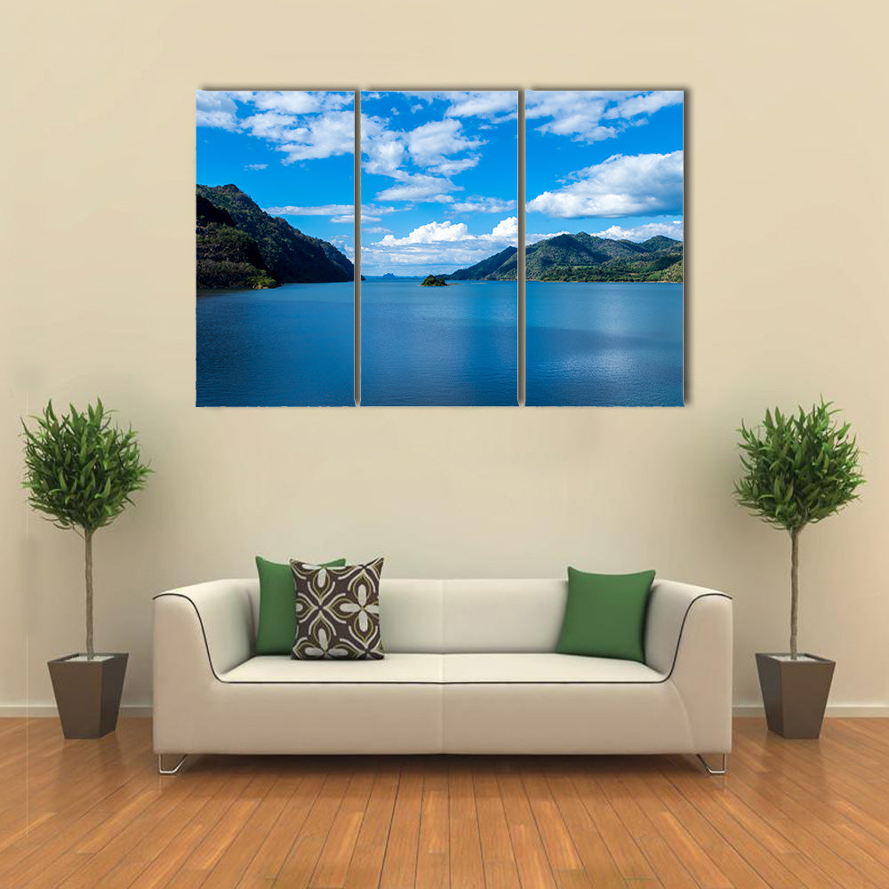 Wide view of beautiful landscape with river is vast dark  wall art