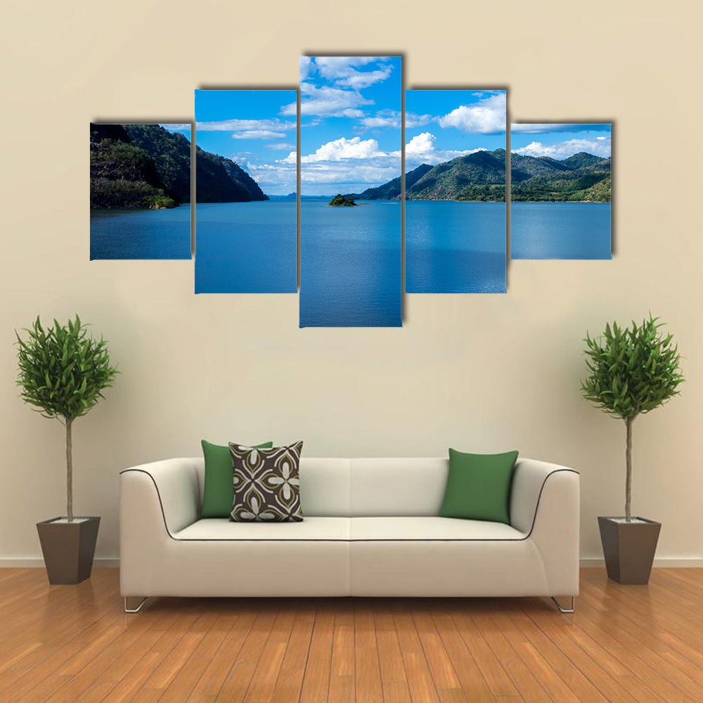 Wide view of beautiful landscape with river is vast dark  wall art