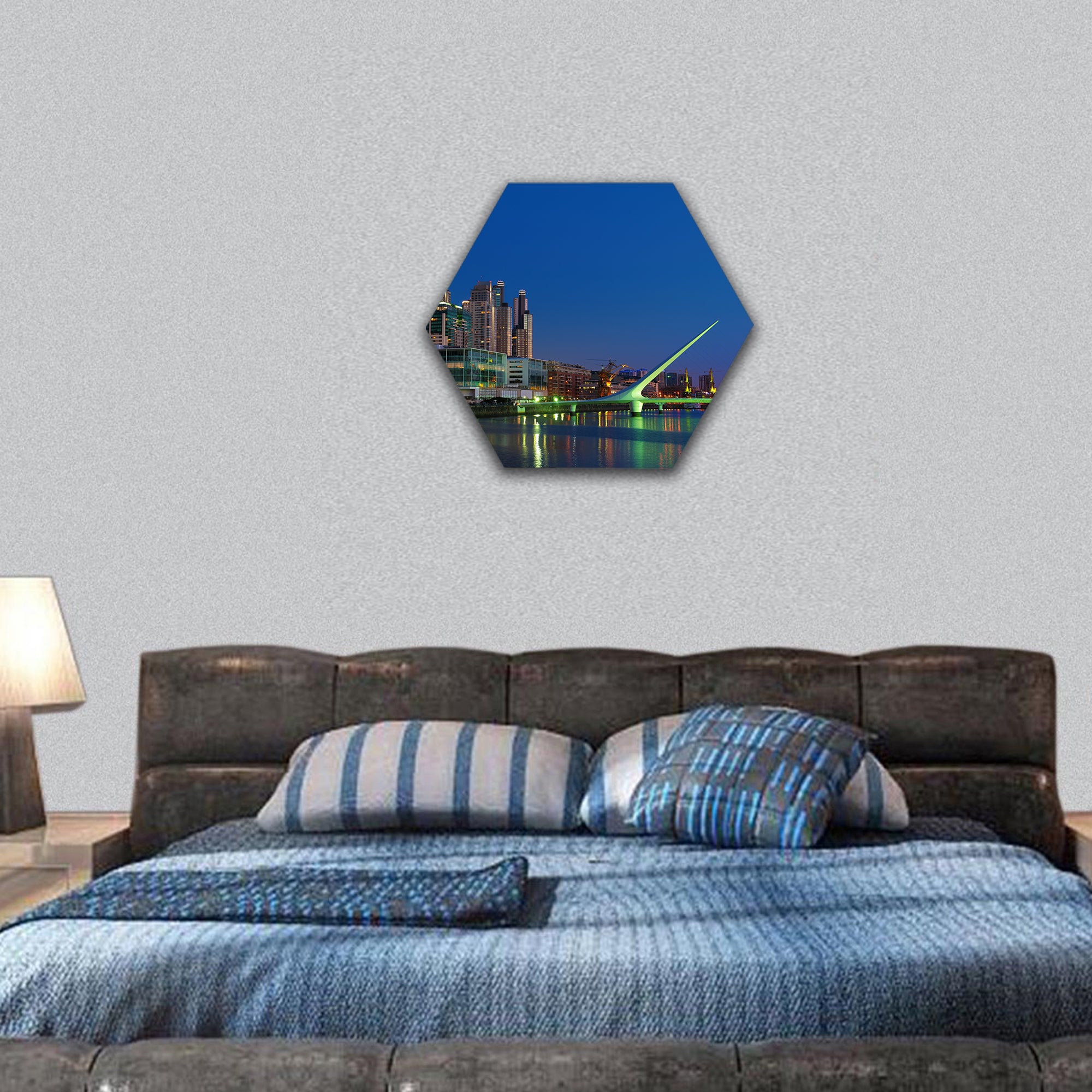 Puerto Madero neighbourhood Skyline, Buenos Aires hexagonal canvas wall art