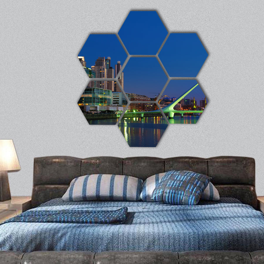 Puerto Madero neighbourhood Skyline, Buenos Aires hexagonal canvas wall art