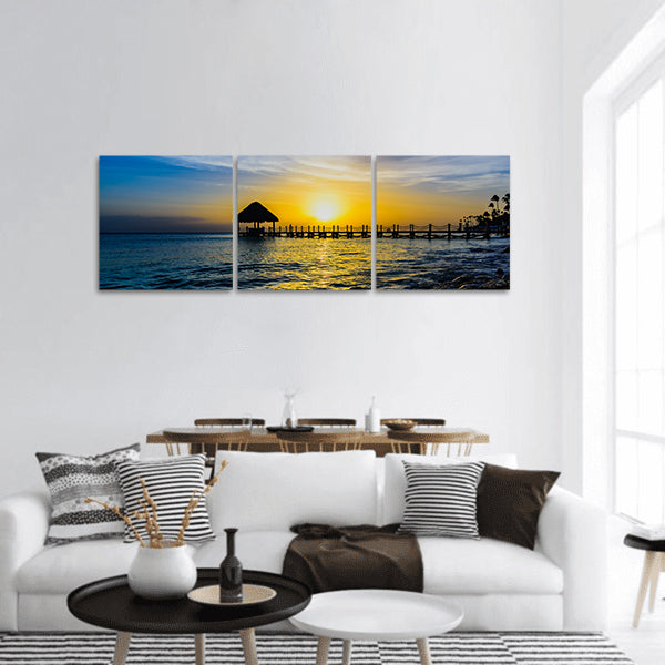 Sun sea tropical sunset view panoramic canvas wall art