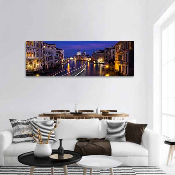 Grand Canal and Basilica Santa Maria della Salute Venice, Italy panoramic canvas wall art