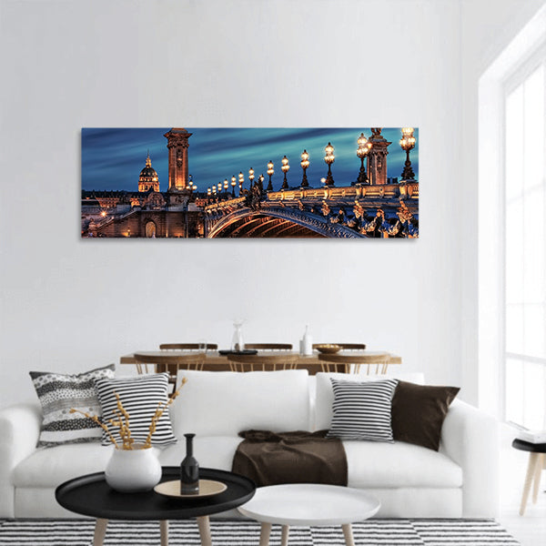 Bridge Alexandre III and Hotel des Invalides in Paris panoramic canvas wall art