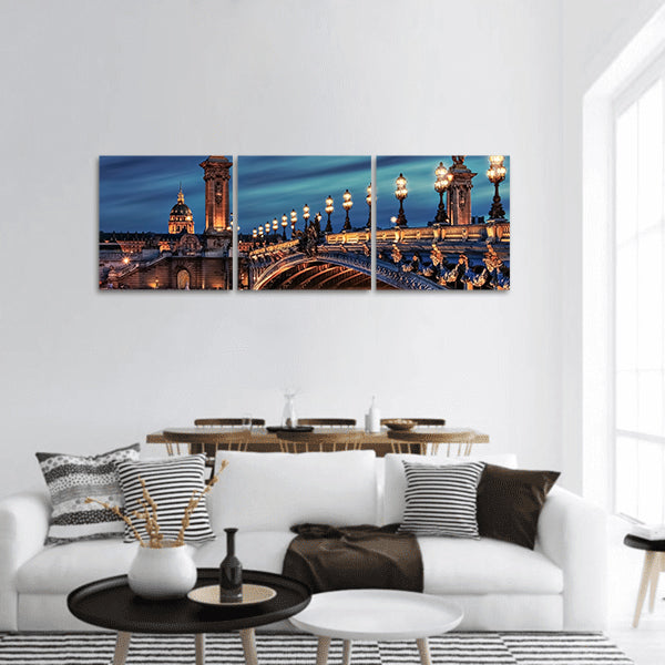 Bridge Alexandre III and Hotel des Invalides in Paris panoramic canvas wall art