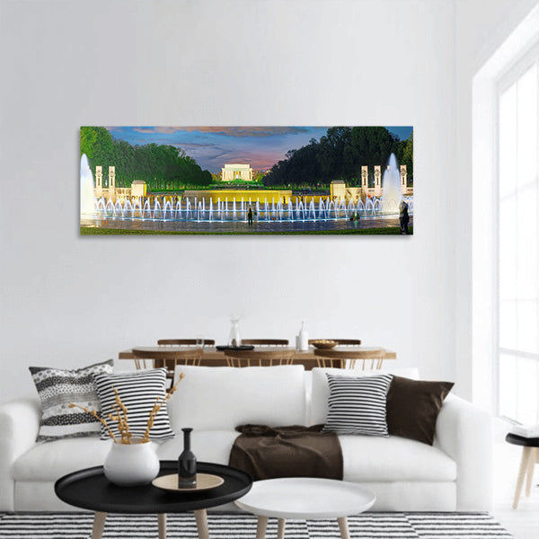 Washington Monument to World War II Memorial on Mall panoramic canvas wall art