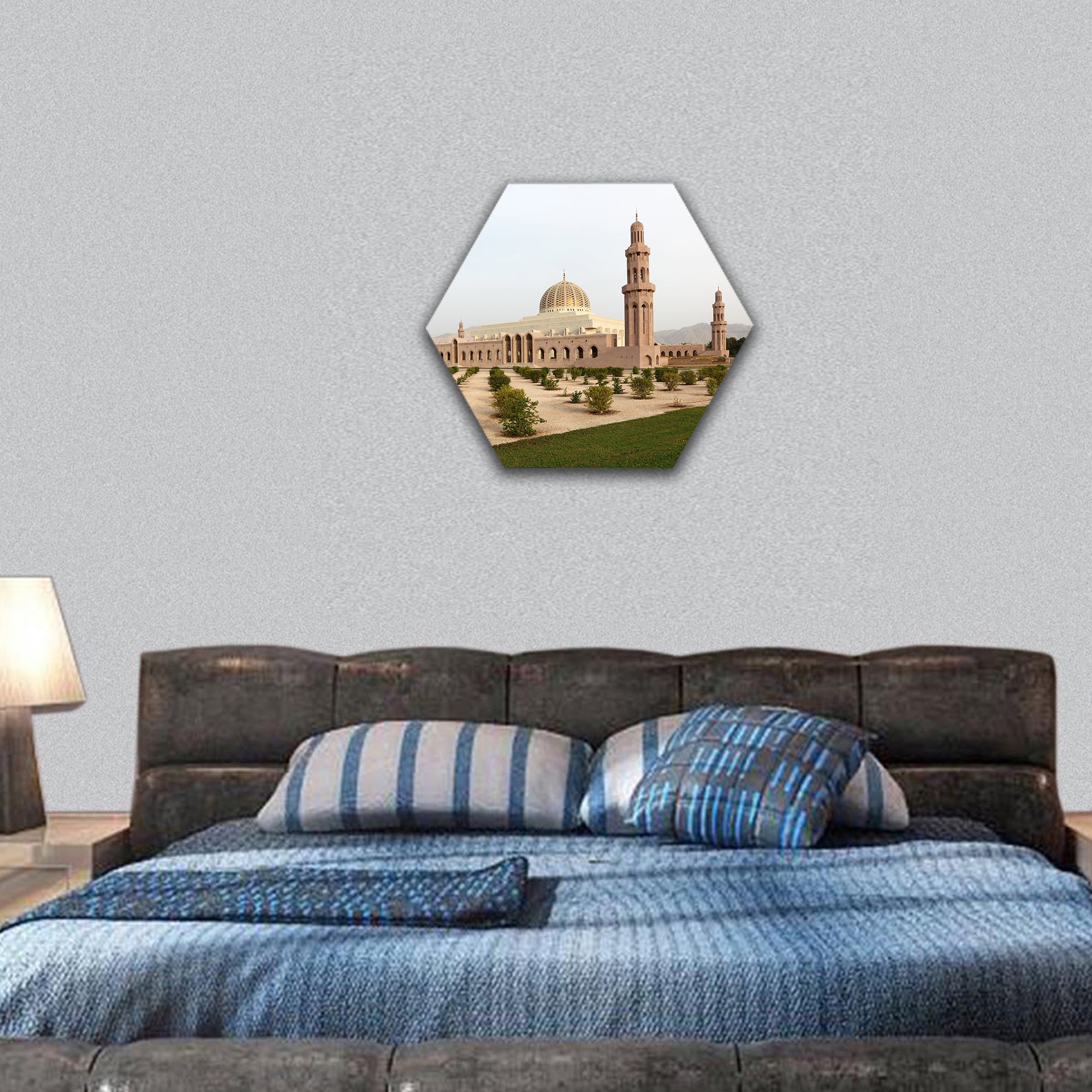 Sultan Qaboos Grand Mosque in Muscat, Oman hexagonal canvas wall art