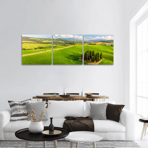 Italian cypresses near San Quirico d´Orcia Tuscany panoramic canvas wall art